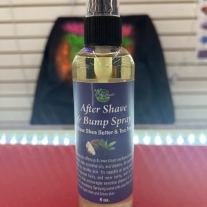 A bottle of after shave bump spray