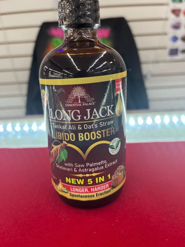 A bottle of long jack blood booster