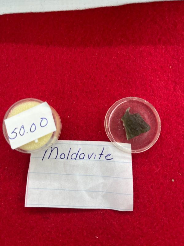 A piece of paper with the word moldavite written on it.