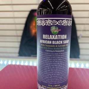 A bottle of relaxing african black soap