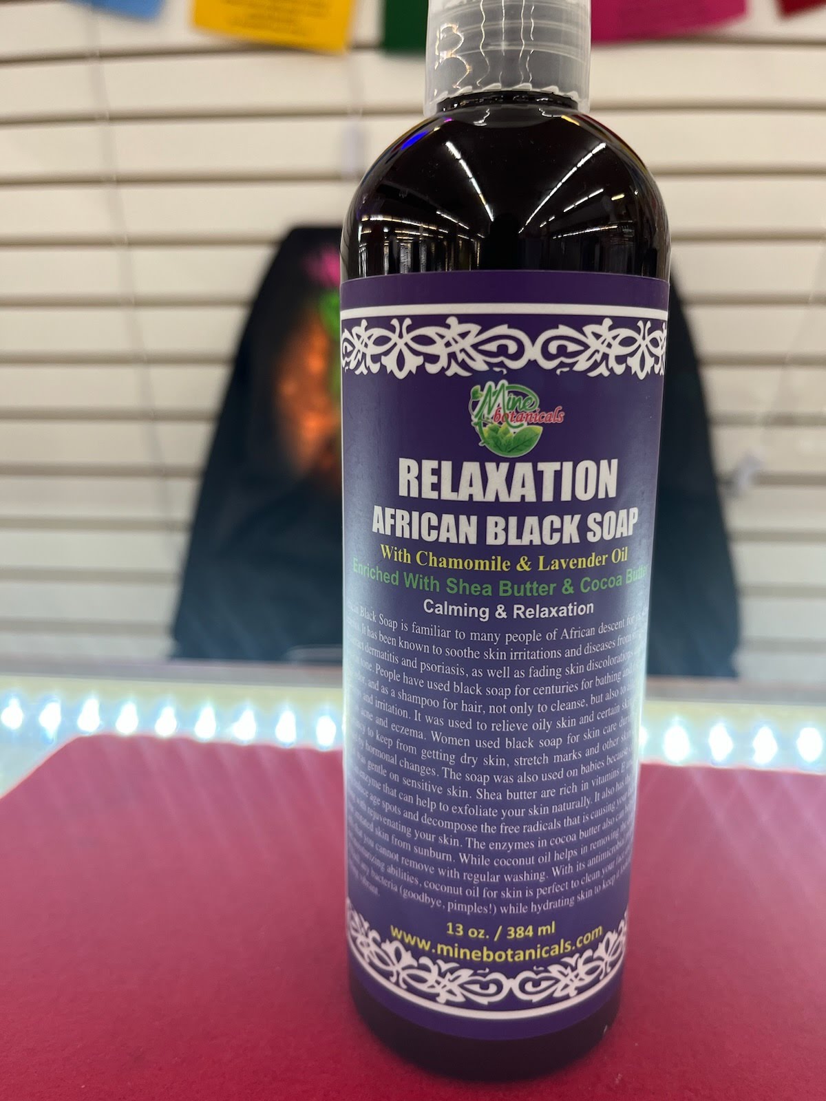A bottle of relaxing african black soap
