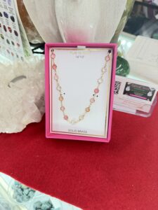 Rose Quartz, Morganite, Clear Quartz Brass Necklace